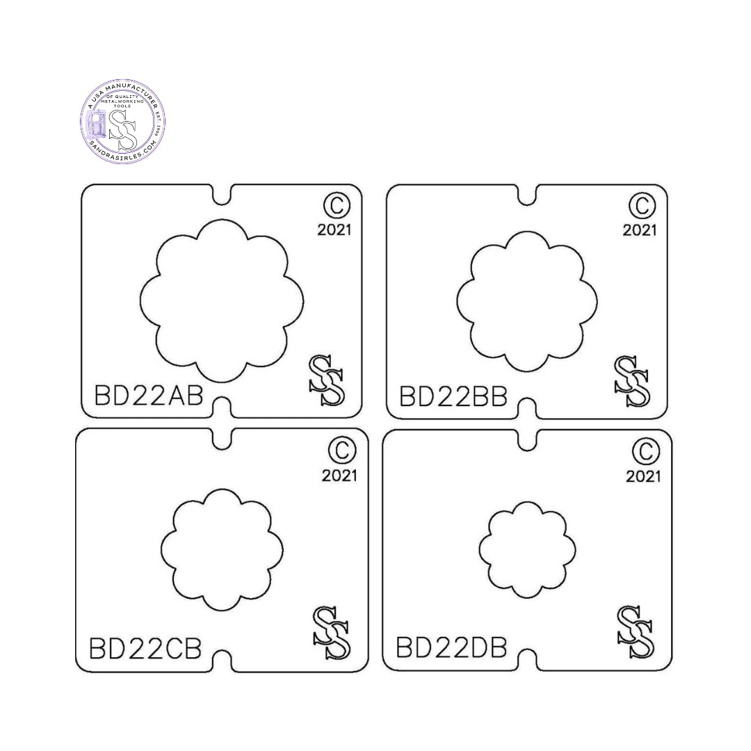 SS BLANKING DIE 3 PIECE SET BD22 SCALLOP ROUND